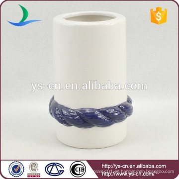YSb50095-01-th Soporte de cepillo de dientes de cerámica en relieve con diseño de cuerda azul